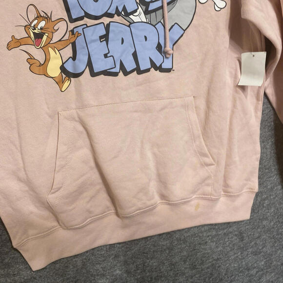 Tom & Jerry Juniors Size L 11/13 Pullover Pink Hoodie Front & Sleeve Graphic - Picture 7 of 9